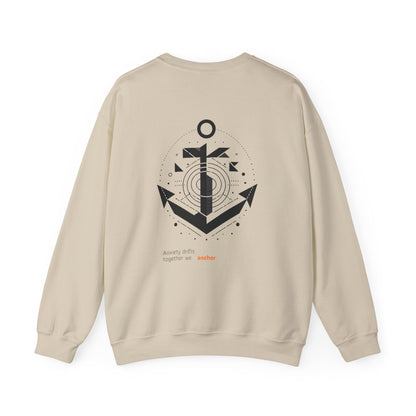 Anxiety drifts, together we anchor Crewneck