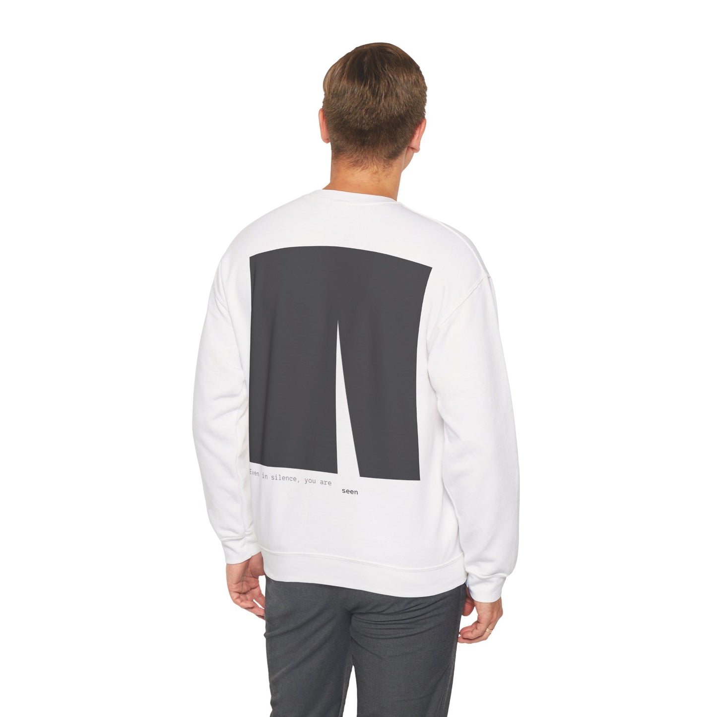 Even in Silence, you are seen Crewneck. Illustration by Moby Obscura