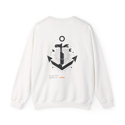 Anxiety drifts, together we anchor Crewneck