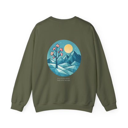 In a snowy world, hold onto wonder, Crewneck