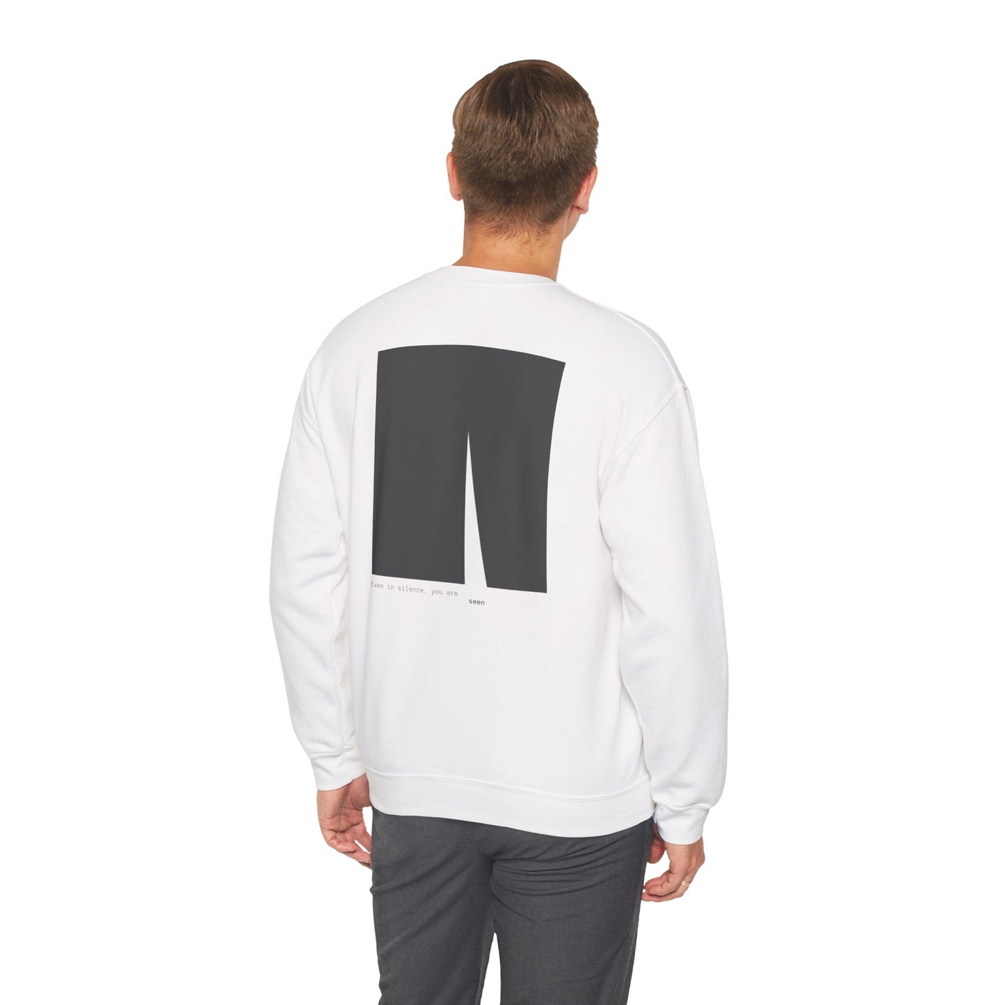 Even in Silence, you are seen Crewneck. Illustration by Moby Obscura