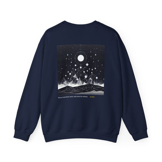 Nous marchons seuls, unis sous les mêmes étoiles. Sweat à col rond 