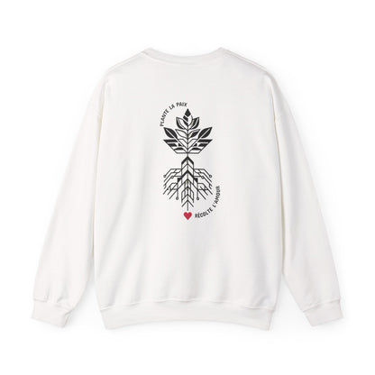 Plante la paix, récolte l'amour. Sweat à col rond  