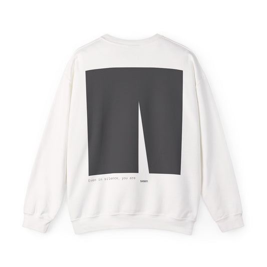 Even in Silence, you are seen Crewneck. Illustration by Moby Obscura
